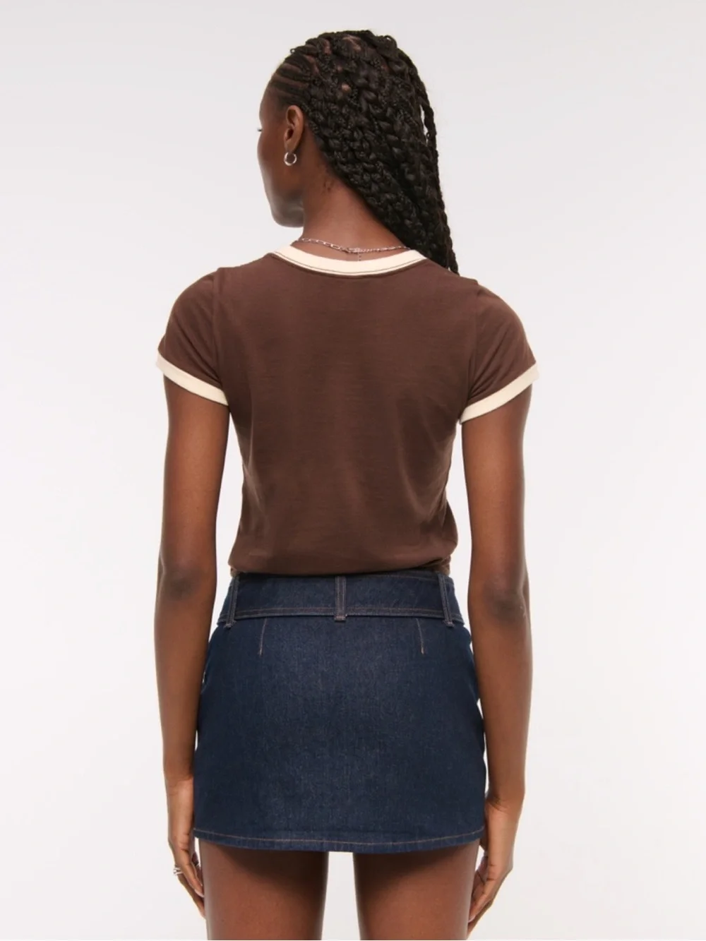 Abercrombie & Fitch Mid Rise Belted Denim Mini Skort - Size 29 - Picture 5 of 6